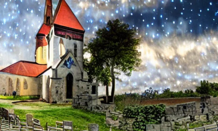 kostel svatého Jiří (Bělotín) – noc