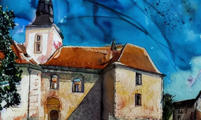 Kostel svatého Jiří (Bořitov) – akvarel