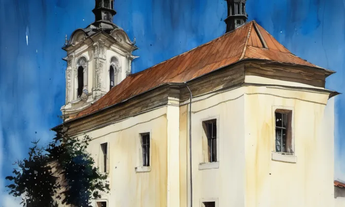Kostel svatého Jiří (Chlum) – akvarel