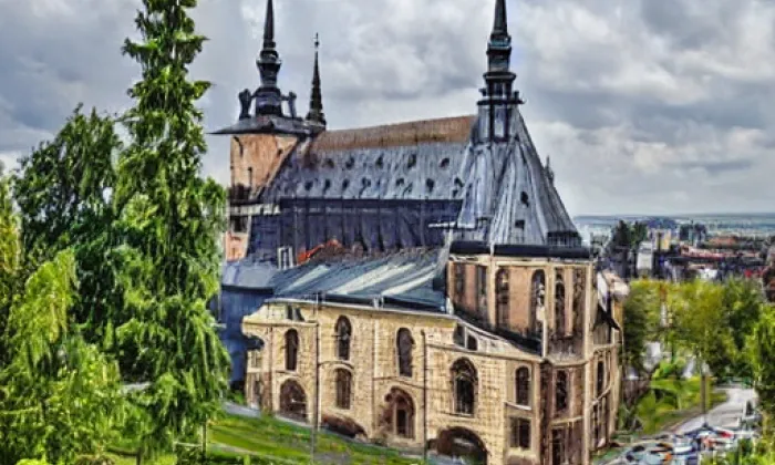 kostel svatého Jiří (Horní Slavkov) – akvarel