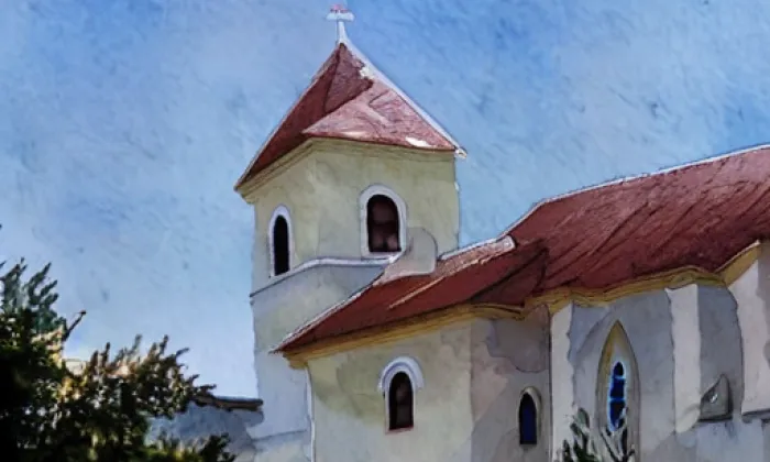 Kostel svatého Jiří (Kobylí) – akvarel