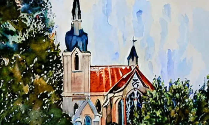 Kostel svatého Jiljí (Budislavice) – akvarel