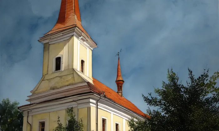 Kostel svatého Jiljí (Bystřice pod Hostýnem) – akvarel