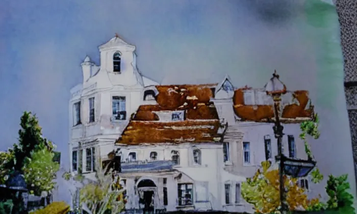 kostel svatého Jiljí (Heřmaň) – akvarel
