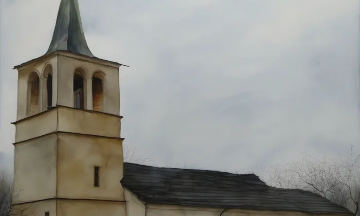 kostel svatého Jiljí (Našiměřice) – akvarel