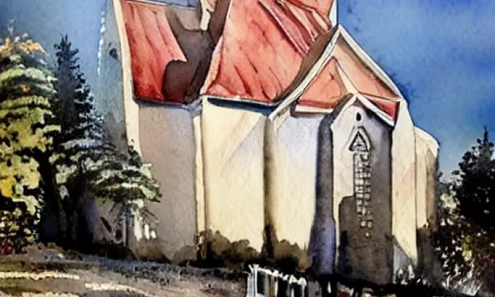Kostel svatého Jiljí (Pardubičky) – akvarel