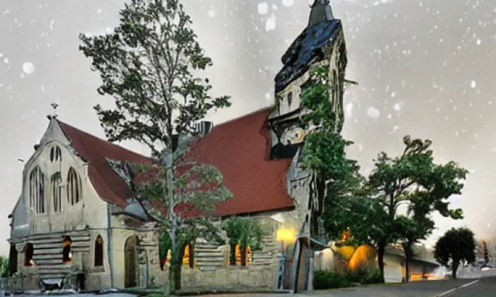 kostel svatého Klimenta (Dobřenice) – noc