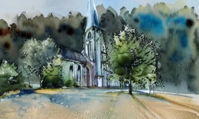 Kostel svatého Klimenta (Lipůvka) – akvarel