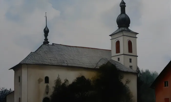 Kostel svatého Linharta (Dolní Studénky) – akvarel
