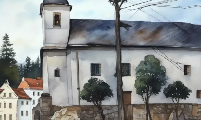 Kostel svatého Martina (Bohušov) – akvarel