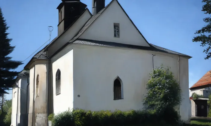 kostel svatého Martina (Horní Bory) – akvarel