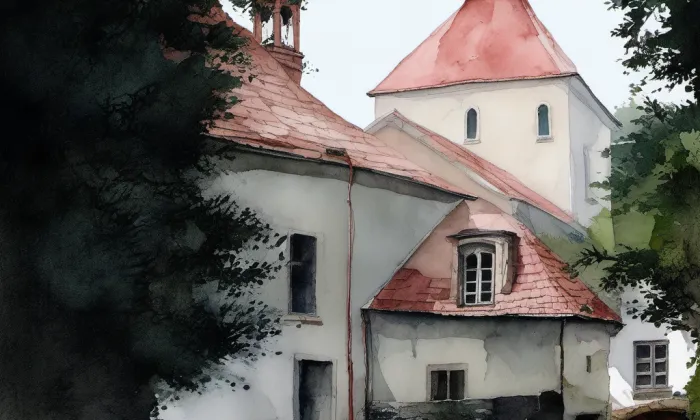 Kostel svatého Matěje – akvarel