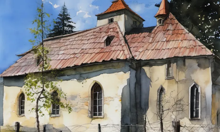 Kostel svatého Michaela (Černý Důl) – akvarel