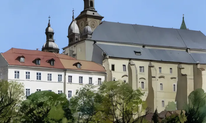 Kostel svatého Mikuláše (Jaroměř) – akvarel