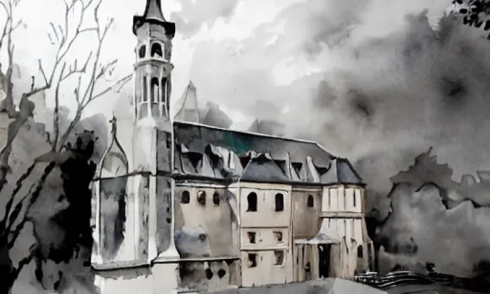 Kostel svatého Mikuláše (Jindřichov) – akvarel