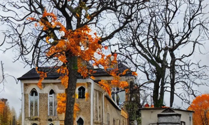 Kostel svatého Mikuláše (Nepomyšl) – autumn