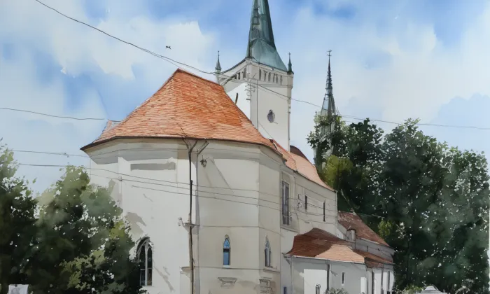 kostel svatého Oldřicha (Novosedly) – akvarel