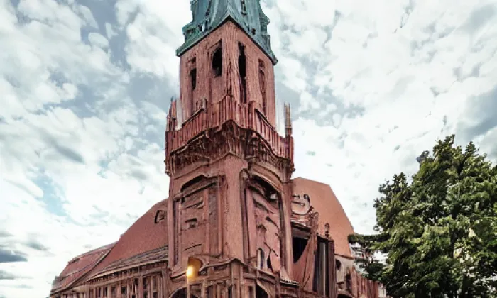 kostel svatého Pavla v Ústí nad Labem – akvarel