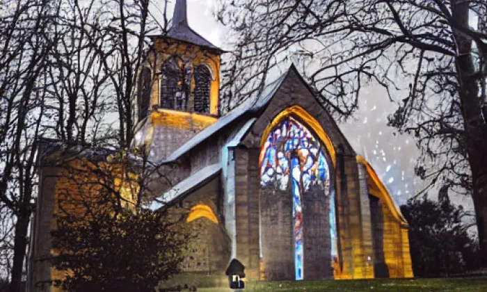 kostel svatého Petra a Pavla (České Křídlovice) – noc