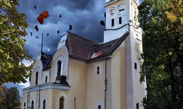 kostel svatého Petra a Pavla (Biskupice) – autumn