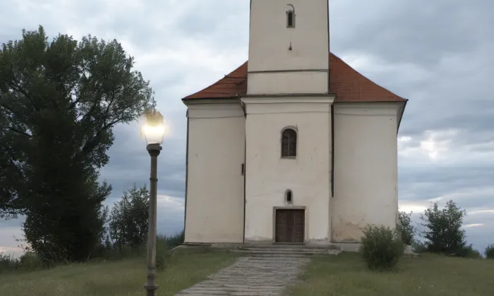 kostel svatého Petra a Pavla (Lovčice) – noc