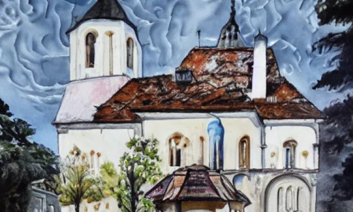 Kostel svatého Petra a Pavla (Mikulovice) – akvarel
