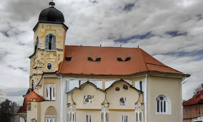 kostel svatého Petra a Pavla (Petrovice) – akvarel