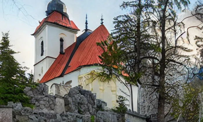 Kostel svatého Petra a Pavla (Svéraz) – noc