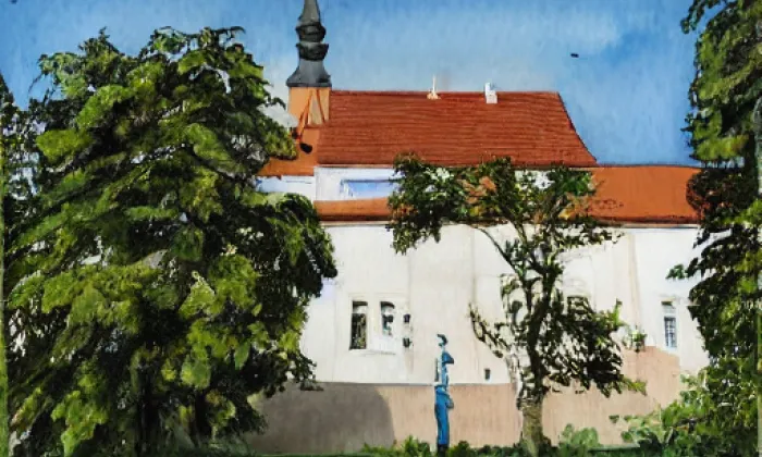 Kostel svatého Prokopa (Štěnovice) – akvarel
