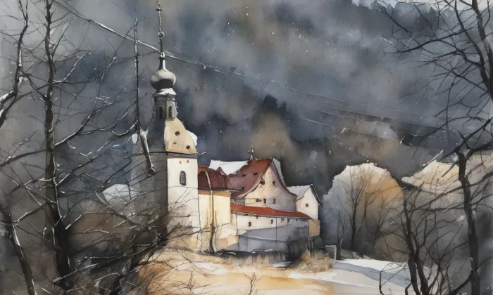 Kostel svatého Prokopa (Jablonec nad Jizerou) – akvarel