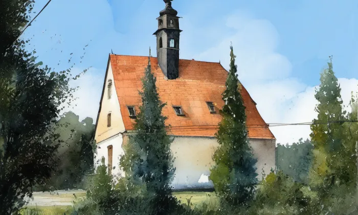 Kostel svatého Prokopa (Nadslav) – akvarel