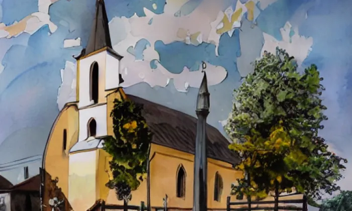 Kostel svatého Prokopa (Sobčice) – akvarel