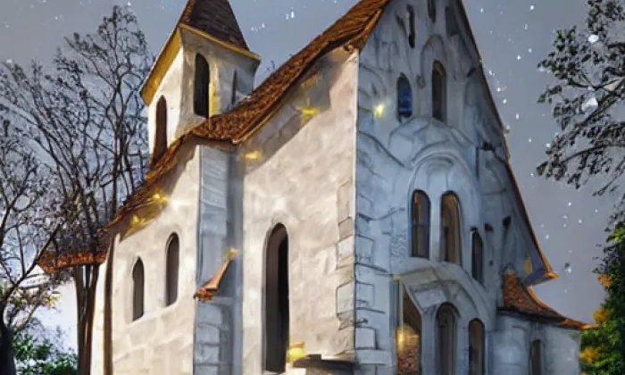 kostel svatého Václava (Řestoky) – noc