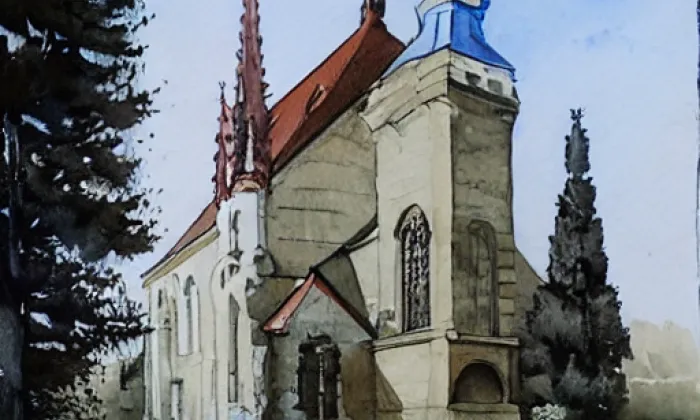Kostel svatého Václava (Bezdědice) – akvarel