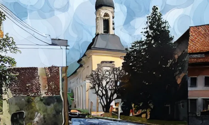 kostel svatého Václava (Domanín) – akvarel