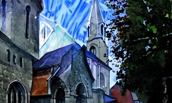 Kostel svatého Václava (Harrachov) – akvarel