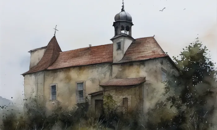 Kostel svatého Václava (Lipenec) – akvarel