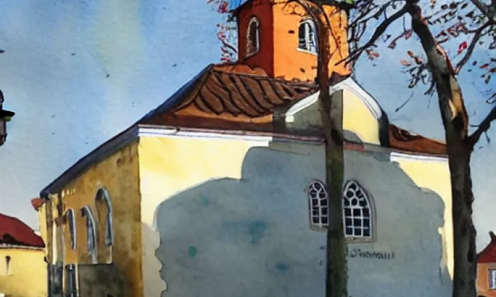 Kostel svatého Václava (Paseky nad Jizerou) – akvarel