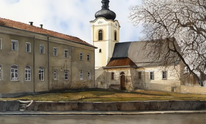 Kostel svatého Václava (Ratboř) – akvarel