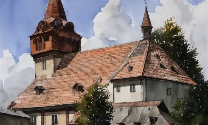 kostel svatého Václava (Světlá nad Sázavou) – akvarel