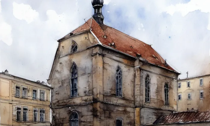 Kostel svatého Václava na Zderaze – akvarel
