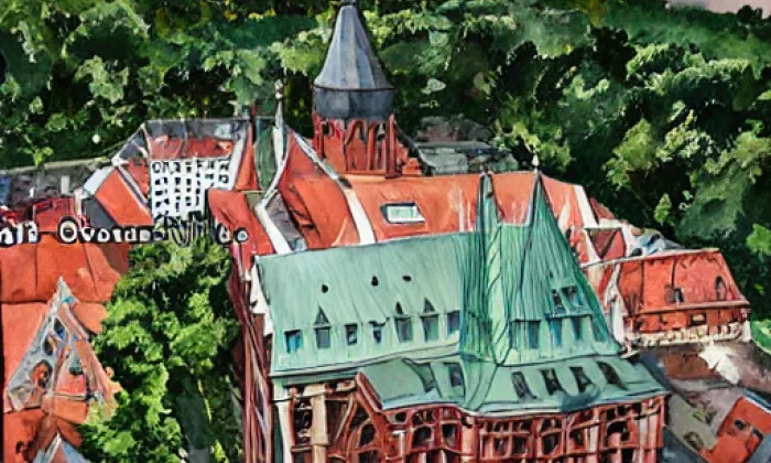 Kostel svatého Václava v Lokti – akvarel