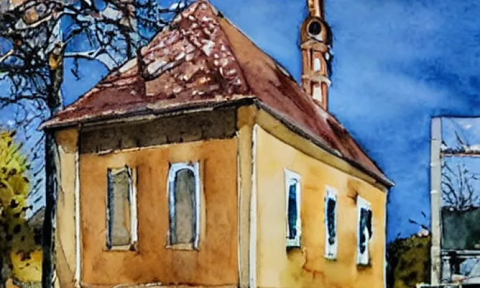 Kostel svatého Vavřince (Hořetice) – akvarel