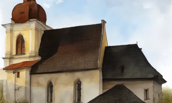 Kostel svatého Vavřince (Křivice) – akvarel