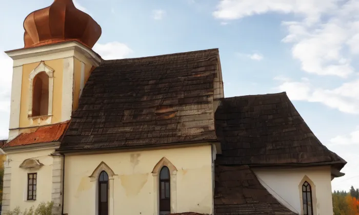 Kostel svatého Vavřince (Křivice) – autumn