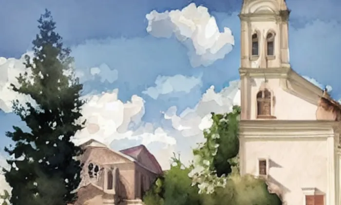 Kostel svatého Vavřince (Korolupy) – akvarel