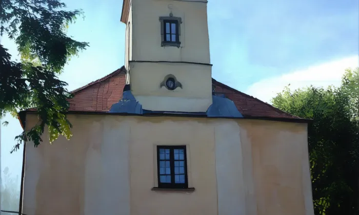 Kostel svatého Vavřince (Krásensko) – akvarel