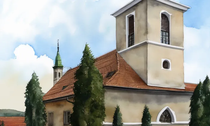 kostel svatého Vavřince (Nezabudice) – akvarel