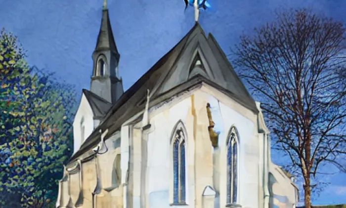 kostel svatého Vavřince (Rynárec) – akvarel