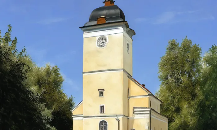 Kostel svatého Vavřince (Vizovice) – akvarel